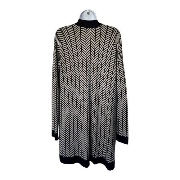 Margaret O’Leary Long Open Cardigan Black Tan Pockets Size M - Picture 3 of 6